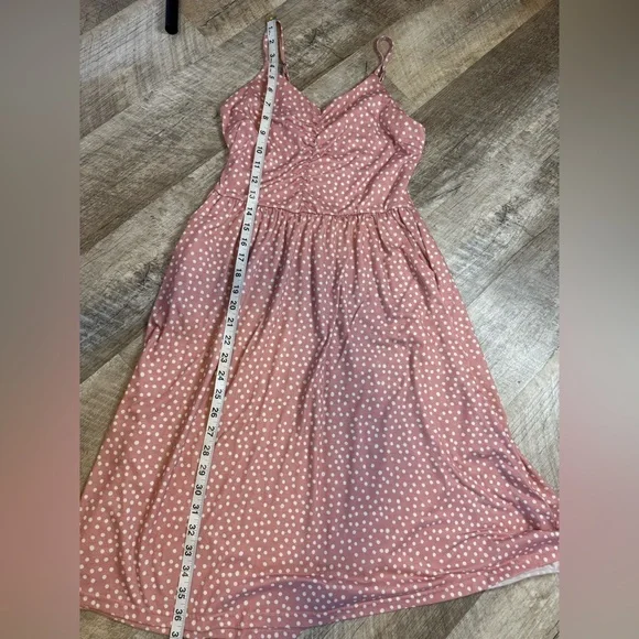 Yathon size SMALL pink/white polka dot midi sundress, straps adjust, zip side - Picture 12 of 15